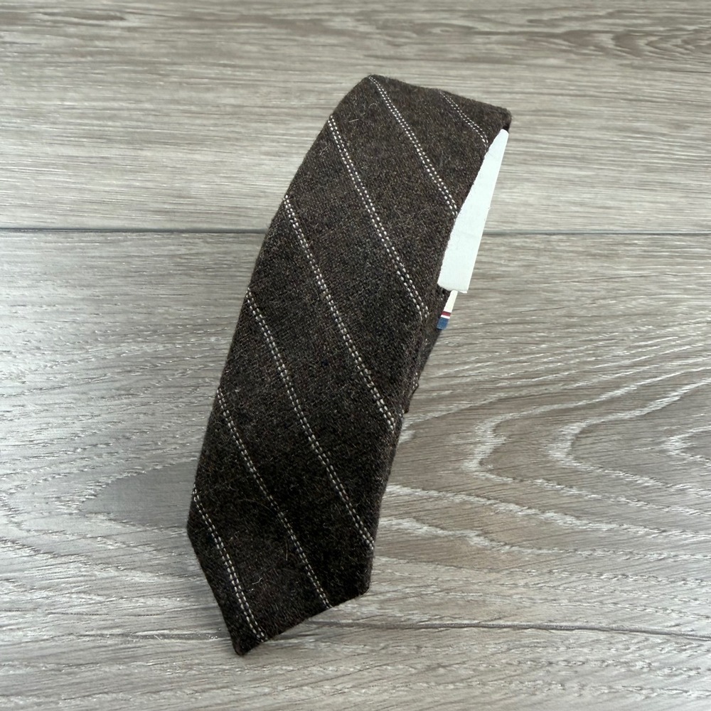 Tommy Hilfiger Mens Tie Micro Wool Stripe Brown One Size